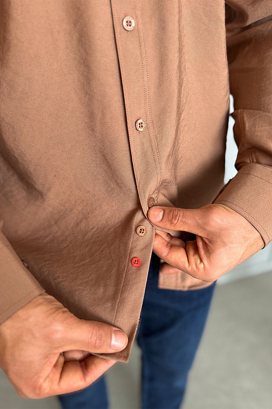 Мужская рубашка Hermes H embroidered - Brown