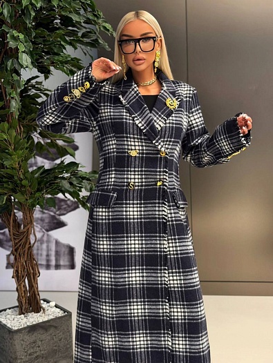 Женское пальто в клетку Schiaparelli premium   