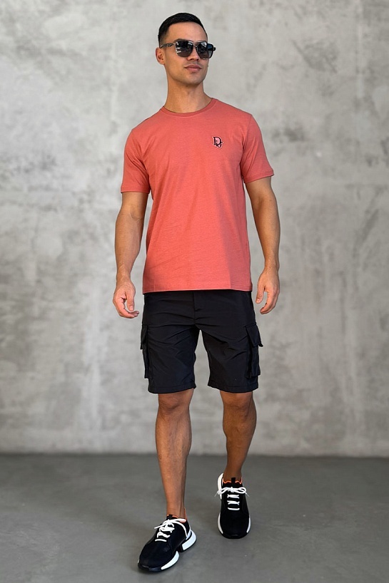 Тёмно-оранжевая мужская футболка Dior embroidered logo