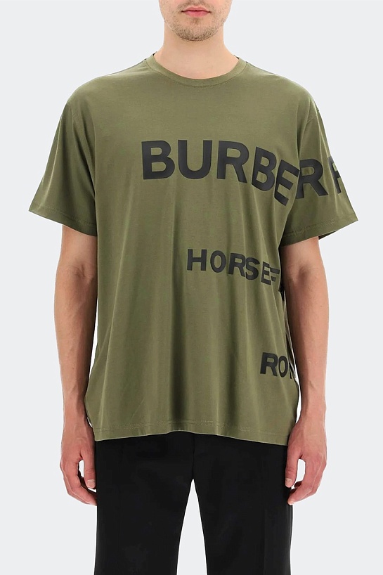 Футболка зелёного цвета Burberry Horseferry print