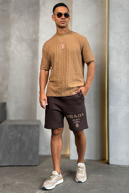 Мужские шорты Prada Milano logo-print - Brown