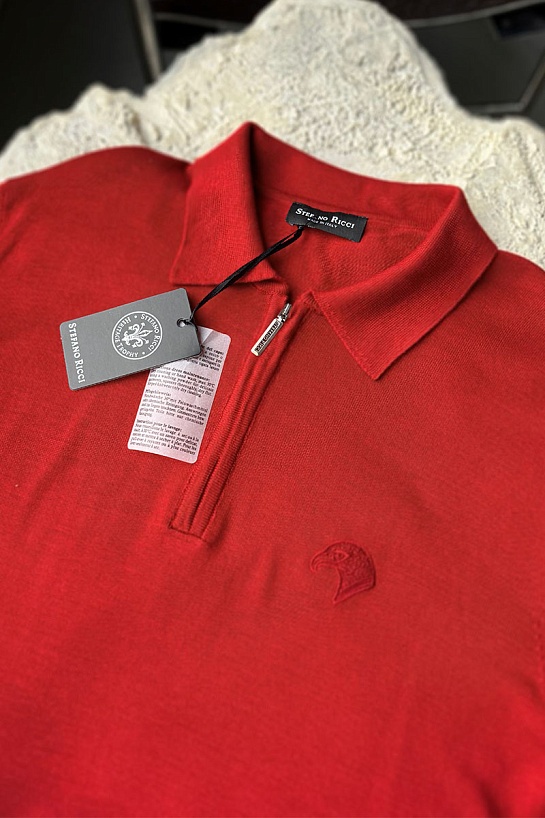 Мужское поло Stefano Ricci Eagle zip-neck - Red