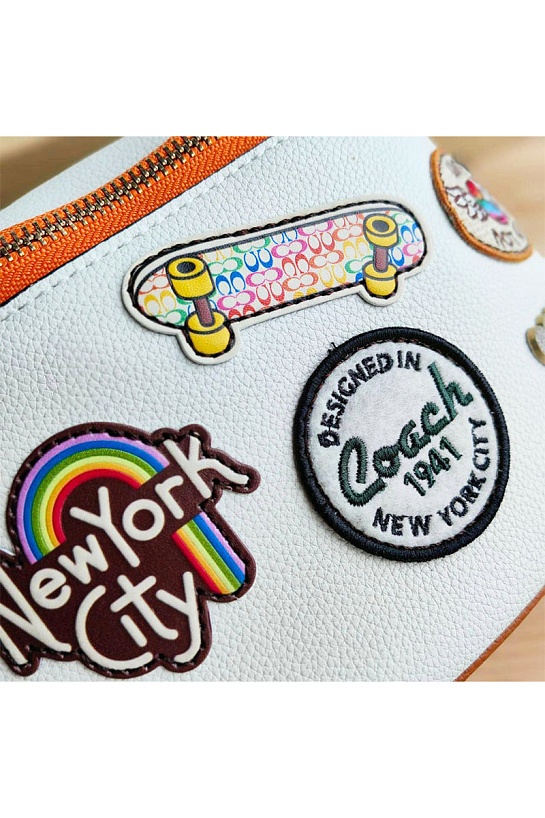 Кожаная сумка на пояс Coach Charter multi-patch 33x17 см