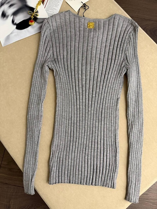 Женский трикотажный лонгслив Schiaparelli premium - Grey