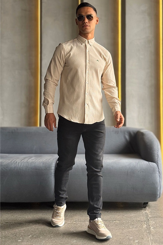 Мужская бежевая рубашка Etro Pegasus logo