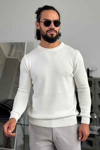 Мужской свитер белого цвета Loro Piana   