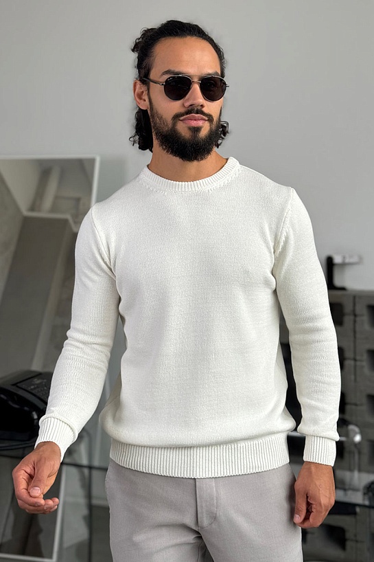 Мужской свитер белого цвета Loro Piana