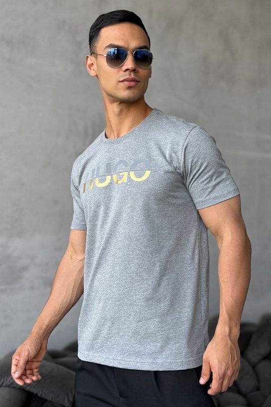 Мужская серая футболка Hugo Boss