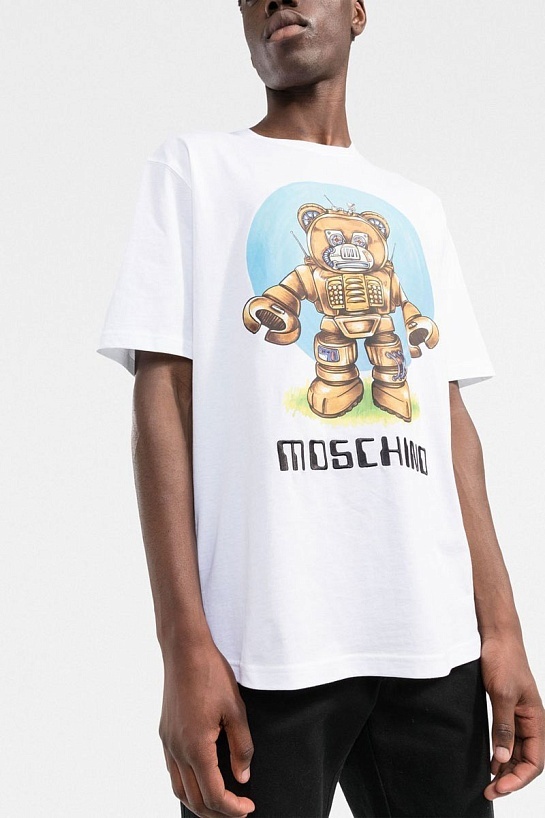 Белая футболка Moschino Couture Robot Teddy graphic-print