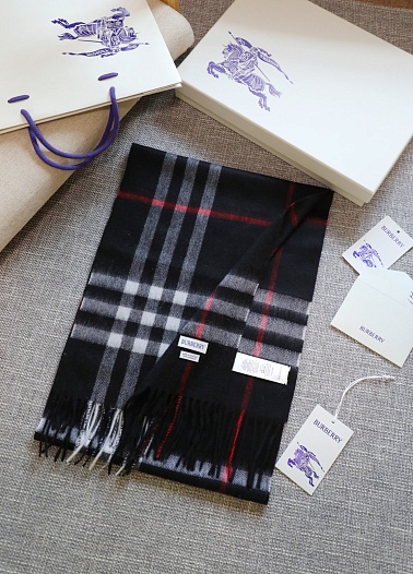Шарф Burberry two-tone Check premium 168x30 см - Black   
