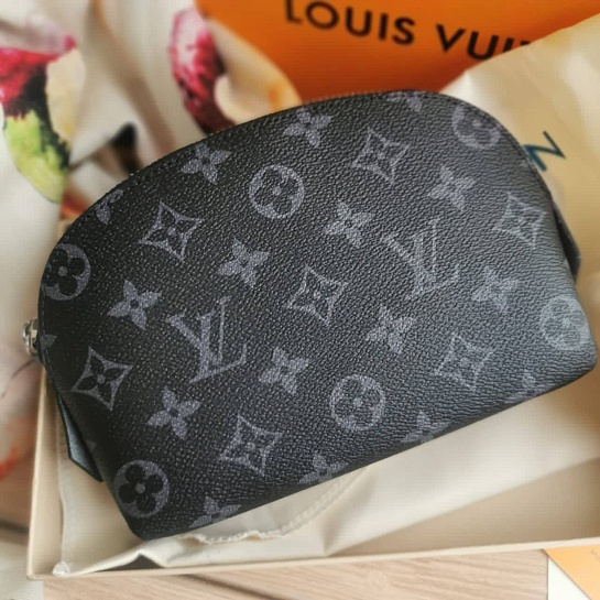 Кожаная косметичка Louis Vuitton Pouch PM Monogram Canvas 19x12 см - Black