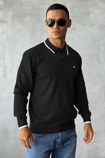 Поло с длинным рукавом Etro Pegaso logo - Black   