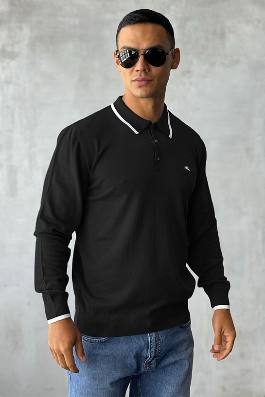 Поло с длинным рукавом Etro Pegaso logo - Black