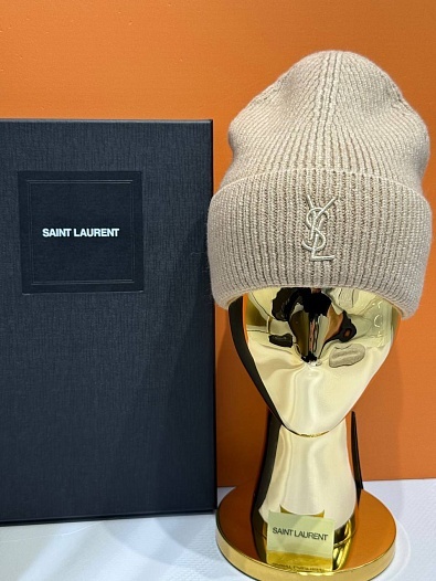 Шапка Yves Saint Laurent logo-embroidered premium - Beige   