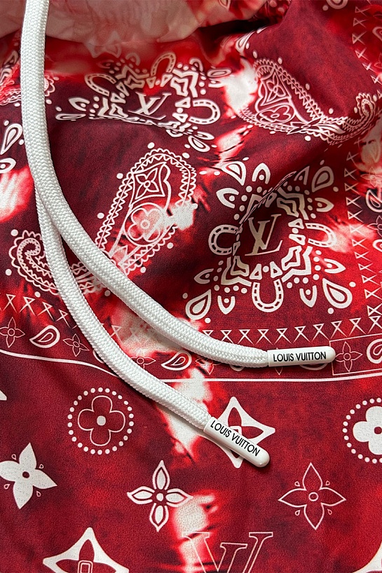 Мужские красные шорты Louis Vuitton monogram bandana