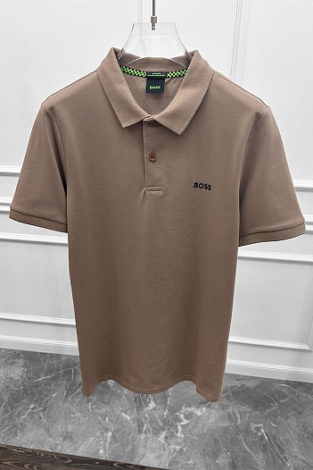 Мужское поло Hugo Boss бежевого цвета   