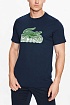 Мужская синяя футболка Lacoste crocodile print