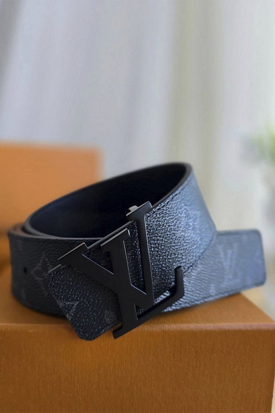 Кожаный ремень Louis Vuitton Monogram Eclipse (ширина 4 см)