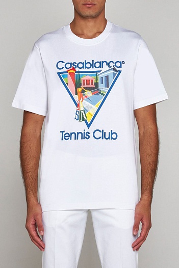 Мужская белая футболка Casablanca La Joueuse   