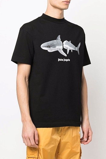 Чёрная оверсайз футболка Palm Angels Shark   
