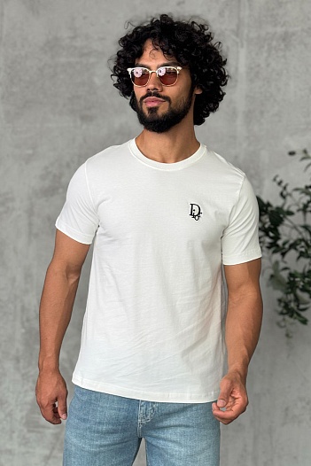 Белая мужская футболка Dior embroidered logo   