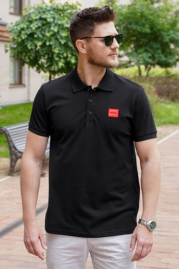 Мужское чёрное поло Hugo Boss classic badge   