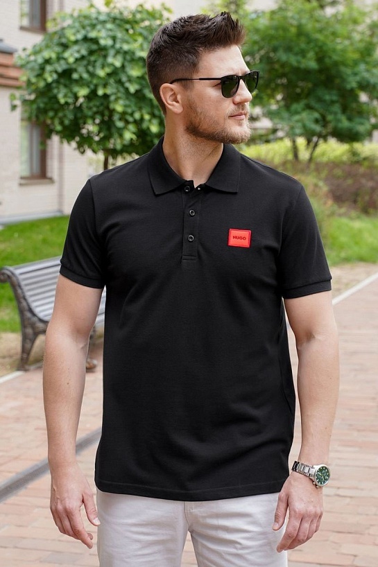 Мужское чёрное поло Hugo Boss classic badge