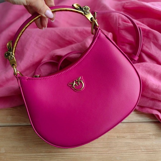 Кожаная сумка Half Moon 24x18 см - Pink