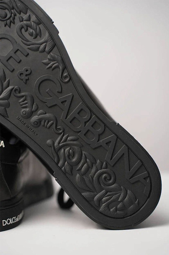 Кожаные кроссовки с мехом Dolce & Gabbana Portofino