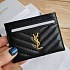 Кожаный чёрный кардхолдер Yves Saint Laurent 10.5x7.8 см
