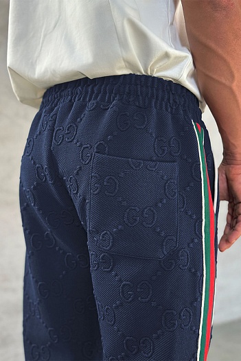 Тёмно-синие спортивные штаны Gucci GG jacquard   