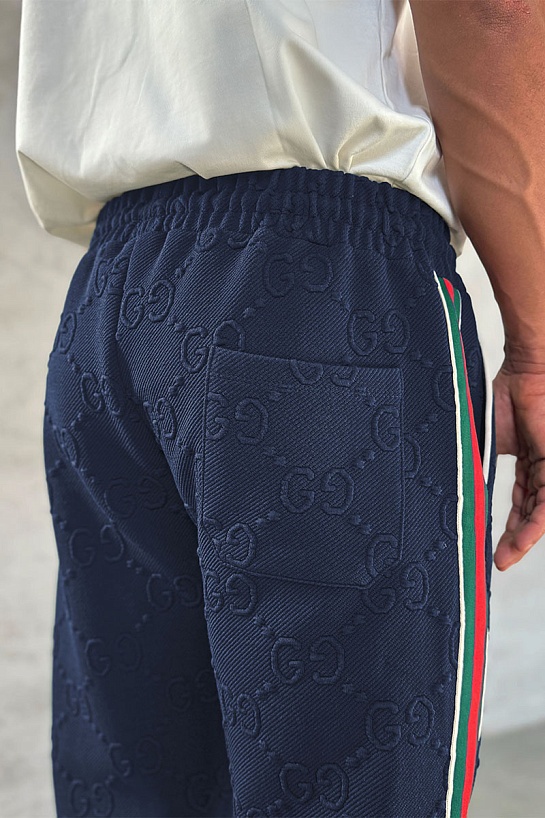 Тёмно-синий спортивный костюм Gucci GG jacquard