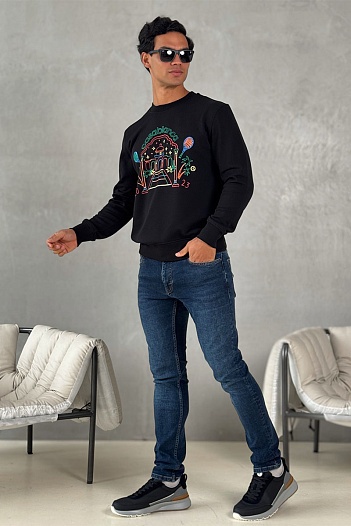 Чёрный свитшот Casablanca Rainbow Crayon Temple   