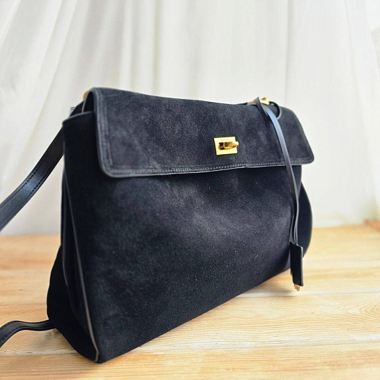Замшевая сумка Balenciaga Rodeo 28x20 см - Black