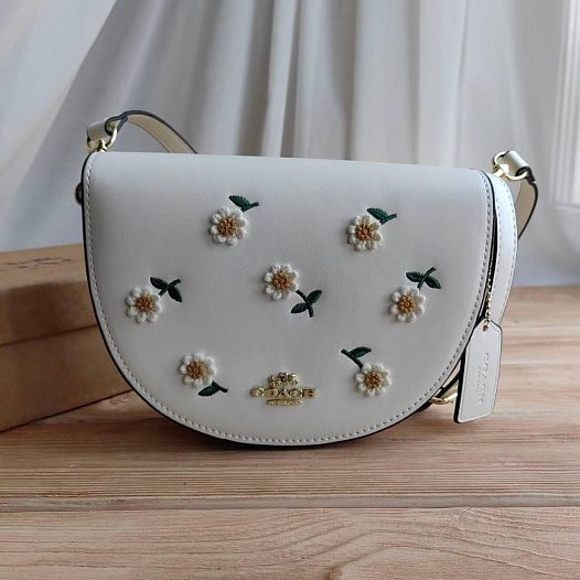 Кожаная сумка Coach Flower 19x14 см   