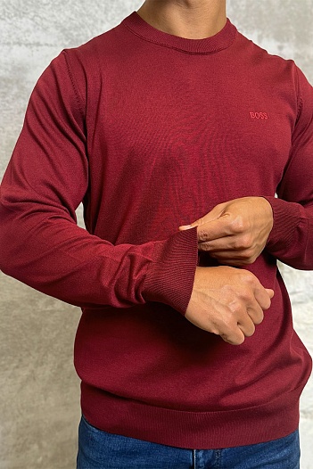 Джемпер бордового цвета Hugo Boss logo-embroidered   