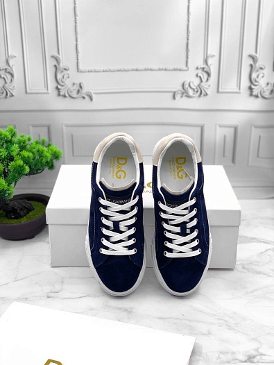 Замшевые кроссовки Dolce & Gabbana Portofino - Blue / White   