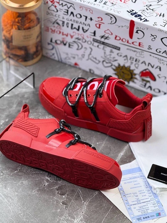 Красные кожаные кроссовки Dolce & Gabbana