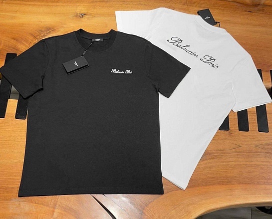 Мужская белая футболка Balmain logo-embroidered