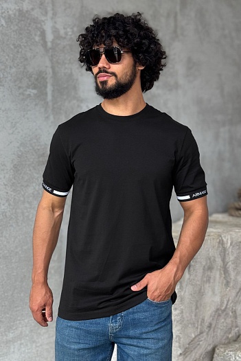 Футболка чёрного цвета Armani Exchange logo-tape   