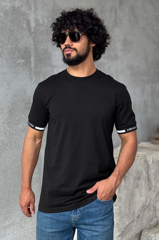 Футболка чёрного цвета Armani Exchange logo-tape
