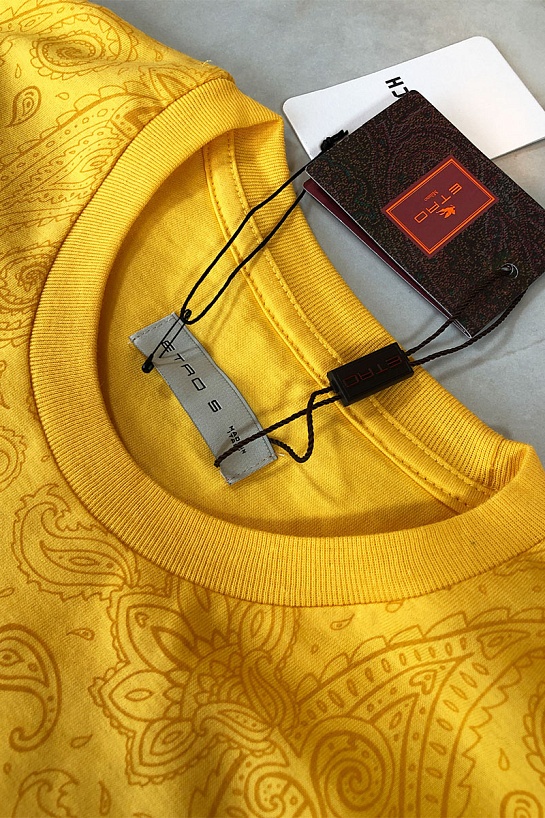 Жёлтая мужская футболка Etro embroidered-logo