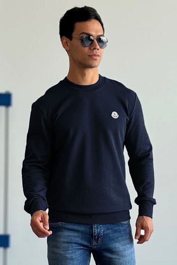 Свитшот тёмно-синего цвета Moncler logo-patch   
