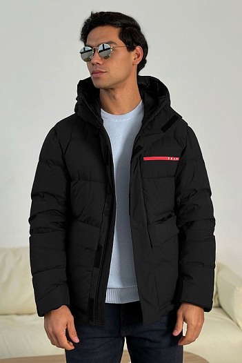 Мужской пуховик Prada Linea Rossa - Black   