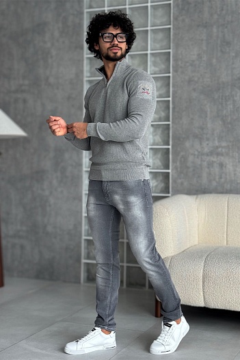 Мужской светло-серый джемпер Paul & Shark zip-up   