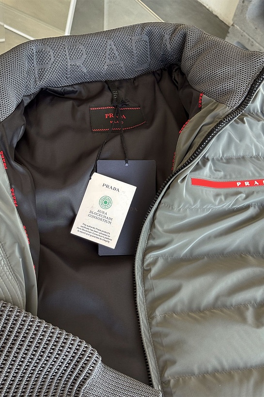 Куртка с вязаными рукавами Prada Linea Rossa - Grey