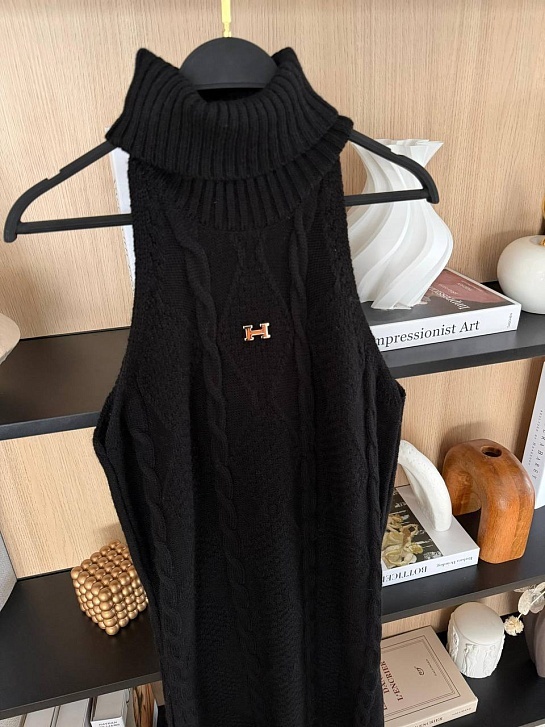 Женское вязаное платье Hermes Premium - Black