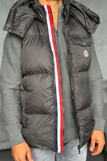 Мужской серый жилет Moncler logo-patch   