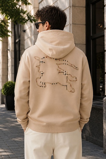 Бежевое худи Burberry Ekd Inlay 'Marks'   