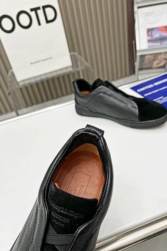 Чёрные комбинированные кроссовки Ermenegildo Zegna